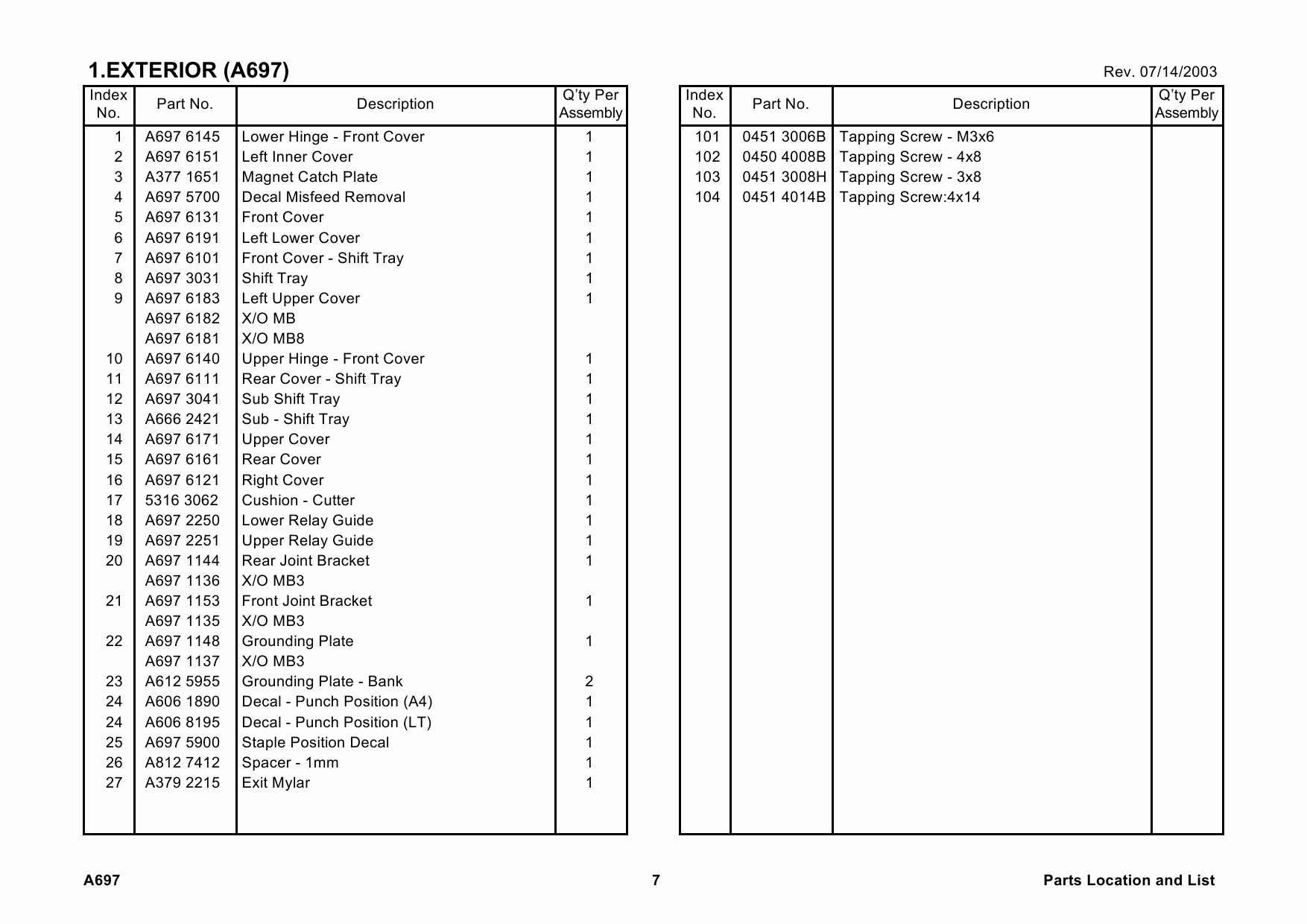 RICOH Options A697 PUNCH-KIT-TYPE-450 Parts Catalog PDF download-4